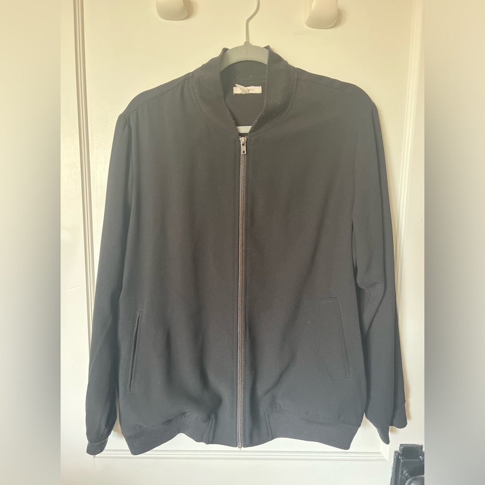 Black Zip-Up Bomber Jacket